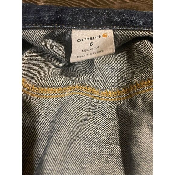 Carhartt girls button down jean jacket sz 6 Heart Metal buttons - Picture 8 of 10